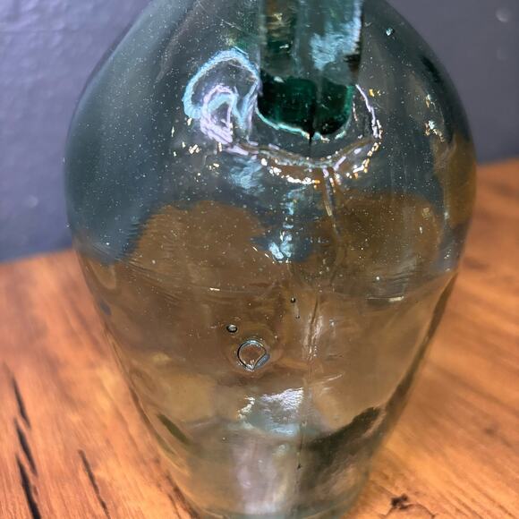 Antique Blow Mold Blue Green Jug with Handles Late 1800s Early 1900s - Picture 9 of 9